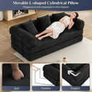 Convertible Sleeper Sofa Bed with Pillow, 4-in-1 Corduroy Folding Mattress Couch with Fixed-Shape Frame, Futon Fold Out Floor Sofa Cama Lounge Couch for Living Room Bedroom Studio, Black by CozyNest Decor