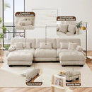 U Shaped Couch Sectional Couch, 3-Seater Cloud Couch Sectional Oversized Couch, Sofa Bed Couch with Round Bolster Armrests 5 Pillows, Modular Couch Home Sofa Living Room Couch by CozyNest Decor