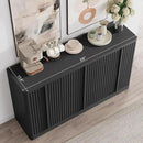 Buffet Cabinet with Storage, 120" Fluted Coffee Bar with 8 Drawers & 4 Doors, Modern Sideboard Buffet with Solid Wood Handle, Credenza Storage Cabinet for Living Room Kitchen Dining Room, Black(2PCS) by CozyNest Decor