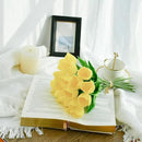 Mandy's Artificial Tulips 12 Stems Yellow Partially Open PU Faux Flowers for Wedding Home Decor 13.5 Inch by CozyNest Decor