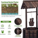 Wooden Wishing Wells for Outdoors with Hanging Bucket, Wishing Well Planters Rustic Style Patio Garden Ornamental, Brown by GreenHaven Gardens