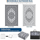 GAOMON Outdoor Patio Rug 9x12 Waterproof Reversible Plastic Straw Rug, Large UV-Resistant Portable RV Camping Mats, Indoor Outdoor Rugs for Outside Deck Porch Garden RV, Gray & White by CozyNest Decor