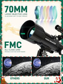 Telescope for Adults Astronomy, 70mm Aperture 400mm Focal Length Portable Astronomical Telescope for Beginners Age Over 8 Years Old with Wireless Remote Carry Bag Tripod, Black by TinyTreasures Baby Boutique