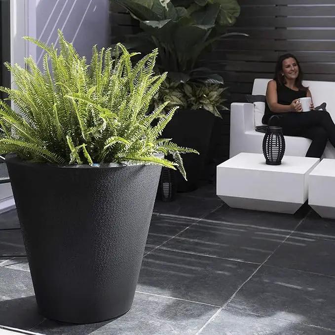 Crescent Garden Dot TruDrop Indoor/Outdoor Planter, Self-Watering Plant Pot, 26 Inches, (Alpine White), photo 7 of 8