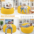 4FT Bean Bag Chair, Large Bean Bag Chairs with Memory Foam Filled, Fluffy Beanbag Sofa with Dutch Velvet Cover, Round BeanBag Chairs for Living Room, Playroom - Lemon by TinyTreasures Baby Boutique