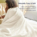 PHF Ultra Soft Waffle Weave Blanket Queen Size 90"x 90"- Washed Lightweight Breathable Cozy Woven Blanket for Bed - Aesthetic Decor for Couch Bedding Sofa Home Car - Coconut White by CozyNest Decor