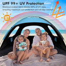 WhiteFang Beach Tent Anti-UV Portable Sun Shade Shelter for 3/4/6/8 Person, Extendable Floor with 3 Ventilating Mesh Windows Plus Carrying Bag, Stakes and Guy Lines by TinyTreasures Baby Boutique