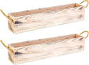 20" Rectangular Rustic Wood Planter with Handle and Plastic Liner l Rustic Whitewash l Country Style, Home and Wedding Decorations, Garden Ornaments (20x4 w Handle Set of 2, Whitewash) by GreenHaven Gardens