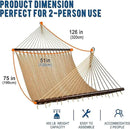 Lazy Daze Hammocks 10.5 FT Double 2 Person Caribbean Rope Hammock, Hand Woven Polyester Hammock with Spreader Bars, for Outside Outdoor Backyard Patio Poolside,450 LBS Capacity, Tan by GreenHaven Gardens