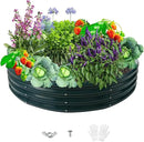Durable Round Steel Raised Garden Bed Painted for Planting Vegetable/Herbs/Flowers/Trees at Backyard/Garden,or Baby Chicken,Christmas Tree Fence (Dark Green, 47 in Diameter x 12 in high) by GreenHaven Gardens