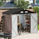 Aoxun 7x5 FT Outdoor Storage Shed with Base Garden Metal Shed with Lockable Door Outdoor Large Shed for Tool, Garbage Can, Bike, Mower, Brown by GreenHaven Gardens