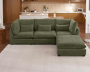 Oversized Modular Sofa, Extra Deep Cloud Chenille Sectional Couch with Ottoman Chaise, Fluffy Chenille 4 Seat L-Shaped Sofa for Living Room, Villa (L Shape 4 Seater, Chenille Green) by CozyNest Decor