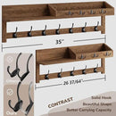 AMBIRD Coat Rack Wall Mount, 35 inch Large Wall Hooks with Shelf, Entryway Shelf with 7 Dual Coat Hooks 4 Key Hooks Mail Organizer, Wooden Coat Hanger and Key Holder Wall Mount by CozyNest Decor