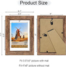 4x6 Picture Frame Set of 4, 4 x 6 Wood Photo Frames with Mat for 3.5x5, Natural Wooden Frame with Real Glass Cover for Wall and Tabletop Display,Rustic Brown by CozyNest Decor