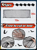 Biubee 5Pcs Halloween Black Creepy Cloth - Spooky Gauze Fabric Cloth for Haunted Horror House Halloween Party Doorway Outdoors Decoration (30" × 72") by CozyNest Decor