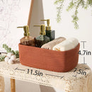 Small Storage Baskets for Organizing | Closet Organizer Bins | Shelf Toy Basket | Woven Rope Baskets | Cube Decorative Box | Shallow Basket | 11.5x7.5x4.7” | 3 Packs Oxide Red by GreenHaven Gardens