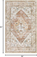 Lahome Boho Washable Living Room Area Rug 3x5 Throw Non-Slip Rugs for Bedroom Aesthetic Lightweight Thin Entry Rug Kitchen Rugs Oriental Distressed Print Capet for Office Bathroom Laundry Room by TinyTreasures Baby Boutique