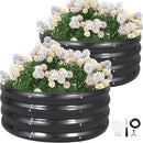 G GOOD GAIN Round Raised Garden Bed - 2Pcs 3x3x1ft Galvanized Steel Planter Boxes Outdoor with Rubber Edge Trim | Metal Raised Beds for Gardening Vegetables Flowers Fruits Herbs (Dark Grey) by GreenHaven Gardens
