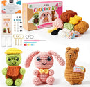 A-URA Learn to Crochet Kit for Beginners Kids and Adults, Premium 3 Animal Pattern Large Size Beginner Crochet Kits with Easy Tube Yarn & Step-by-Step Video Tutorials (Safari Friends–Larger Plushies) by TinyTreasures Baby Boutique