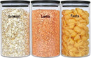Urban Green Glass Jars with Black Lids, Glass food storage container sets with black lids, Airtight Canisters Sets with Bamboo Lids. Pantry Jar (3 Pack of 48oz) by CozyNest Decor