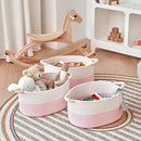 Storage Baskets for Organizing | 15"x10.2"x9.1" - 1 Pack Nursery Bin with Handles - Woven Cotton Rope Baskets for Dog Toys, Books, Shelf, Bathroom,Closet -Pink Basket for Girls by TinyTreasures Baby Boutique