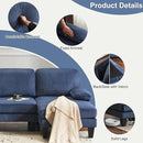Karl home U-Shape Sectional Sofa Couch 111" Modern 4-Seat Sofa with Chaises Corduroy Fabric Upholstered Covertible Couch with Wood Grain Legs for Living Room, Reception Room, Apartment, Navy Blue by CozyNest Decor