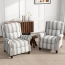 UIXE Pushback Recliner Chairs Set of 2, Fabric Armchair Push Back Accent Chair for Living Room, Rivet Trim Club Chair Overstuffed Home Theater Bedroom Reading Seat - Stripe Gray by CozyNest Decor