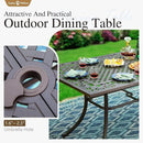 Sophia & William 7 Pieces Cast Aluminium Patio Dining Set for 6, Outdoor Swivel Rocking Chairs and Rectangular Table with 2.3" Umbrella Hole for Porch Backyard Deck, Bronze by GreenHaven Gardens