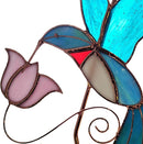 Plant Hanger Hook - Hummingbird with Pink Flower - Stained Glass Sun Catcher Plant Hook for Indoor and Outdoor Use - Copper S Hooks Top and Bottom by GreenHaven Gardens