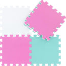 qqpp EVA Rubber 18 Tiles Interlocking Puzzle Foam Floor Mats - Baby Play Mat for Playing | Exercise Mat for Home Workout. White, Pink, Green. QC-ACHb18N by TinyTreasures Baby Boutique