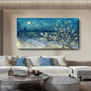 amatop Extra Large Wall Art Floral Tree Canvas Print for Living Room Bedroom Office– Oversized Plum Blossom Lake Landscape Picture Modern Blue Teal Nature Artwork Decor 58x29 Inch