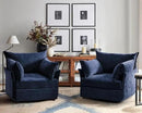 Oversized Accent Chair, Upholstered Modern Sofa Chair with Removable Backrest & Detachable Cover, 24.5" Deep Seat Large Reading Armchair for Living Room Bedroom Office - Chenille Blue Set of 2 by CozyNest Decor