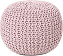 REDEARTH Round Pouf Ottoman - Hand Knitted Boho Poof Home Décor Pouffe Circular Footrest for Living Room - Bedroom - Lounge - 100% Cotton (19.5"x19.5"x14") - Pale Pink by CozyNest Decor