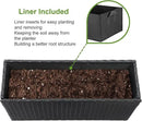 LEWIS&WAYNE Large Rectangular Block Planter Box Handmade Wicker Tall Planters for Outdoor Plants with Removable Liners Modern Planter for Indoor Outdoor Patio Deck - Black, 30''x12''x16'' by GreenHaven Gardens