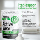 Rockin' Green Laundry Detergent, Plant based, All Natural Laundry Detergent Powder, Vegan and Biodegradable Odor Fighter, Safe for Sensitive Skin (Active Wear 120 Loads - Unscented) by TinyTreasures Baby Boutique
