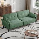 89” Futon Sofa Bed, Comfy Futon Couch Bed with 2 Square Pillows, Convertible Sleeper Sofa with Adjustable Backrest& Armrests, Modern Loveseat Sleeper for Living Room, Bedroom,Light Green by CozyNest Decor
