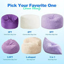 Hobestluk 3 in 1 Bean Bag Chair Giant Bean Bag Chairs for Adults with Plush Faux Fur Cover Convertible Bean Bag Floor Cushion with Machine Washable Cover for Living Room (Plush Purple) by CozyNest Decor