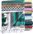 Del Mex Classic Mexican Blanket, Large Authentic Woven Falsa Throw (70"x50"), Artisan Southwest Décor for Beach, Yoga, Outdoors (Teal) by CozyNest Decor