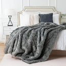 BATTILO HOME Silver Grey Faux Fur Throw Blanket for Couch, Bed, Fake Fur Blankets & Throws, Thick Warm Heavy Fluffy Fuzzy Elegant Furry Blanket Long Pile with Black Tips, 50"x60" by CozyNest Decor