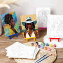 Blosssound 10 Set Pre Printed Canvas Pre Drawn Canvas Painting with Easel Kits 5" x 7" Outline Painting Panels for Beginners, DIY Craft Project, Party Favor, Home Decors(Black Women) by TinyTreasures Baby Boutique