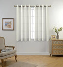 MIUCO Floral Embroidery Semi Sheer Curtains Faux Linen Grommet Curtains for Bedroom 52 x 63 Inch 2 Panels, Off White by CozyNest Decor