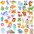 Window Clings Stickers for Kids Window Gel Clings Decals Thick Gel Clings Toddlers and Adults Classroom Home Nursery Airplane Birthday Party Supplies (Jungle Animals + Sea Animals) by CozyNest Decor