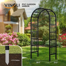 VINGLI Vinyl Garden Arbor, PVC Wedding Arch for Ceremony Party, Garden Trellis for Climbing Plants Outdoor, Arch Backdrop Stand for Garden, Backyard, Lawn (Black) by GreenHaven Gardens