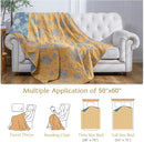 jinchan Boho 100% Cotton Muslin Twin Size 50x60 Inches Blanket Lightweight 4-Layer Quilted Soft Yellow and Blue Floral Throw Blanket Reversible Comfy Flower Breathable All Seasons Couch Bedroom Decor by CozyNest Decor
