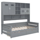 Daybed With All-In-One Cabinet And Shelf