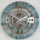 The Gears Clock Real Moving Gear Wall Clock England Line (Aqua Green, 24 inches (60 cm)) by CozyNest Decor