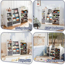 Kids Toy Book Storage Organizer - Large Bookshelf with 7 Removable Bins, Baby Bookshelf and Toy Storage, 4-Tier Book Shelf for Kids Room, Playroom, Classroom, 51 inch, White by CozyNest Decor