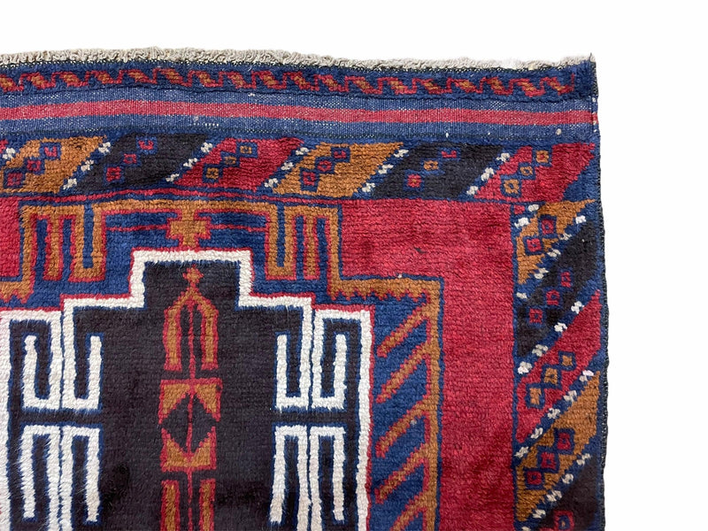 3 X 5 Vintage Handmade Tribal Wool Rug Balouchi Rug Afghan Rug Red Beige Nice