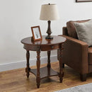 MODERION Solid Wood End Table with Drawer, Oval Sofa Side Table, Storage Shelf, Living Room Corner Table, Nightstand, 24”H Cherry Walnut CJZ1533WD-DR by CozyNest Decor