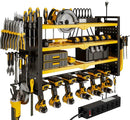 Power Tool Organizer Wall Mount with Charging Station 4 Layer 6 Slot Cordless Drill Holder with Angle Grinder Holder (Yellow) by GreenHaven Gardens